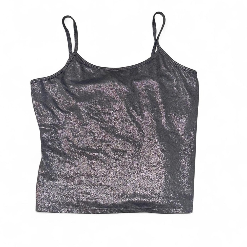 Silver metallic tank top #glam vintage Y2K NY & CO silver sheen shimmery cami